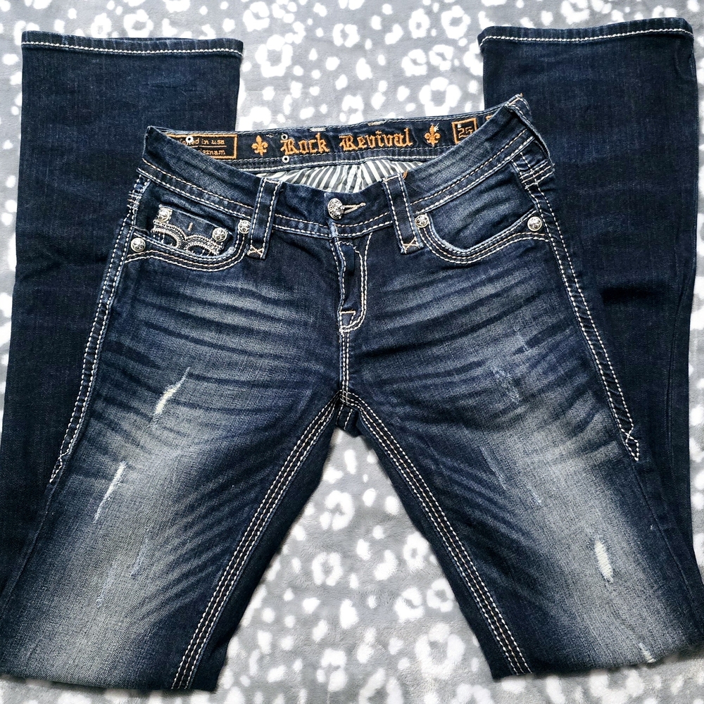 Rock Revival Drew Boot Women's Blue Jeans **NWOT! **SIZE 25×33 MID-RISE